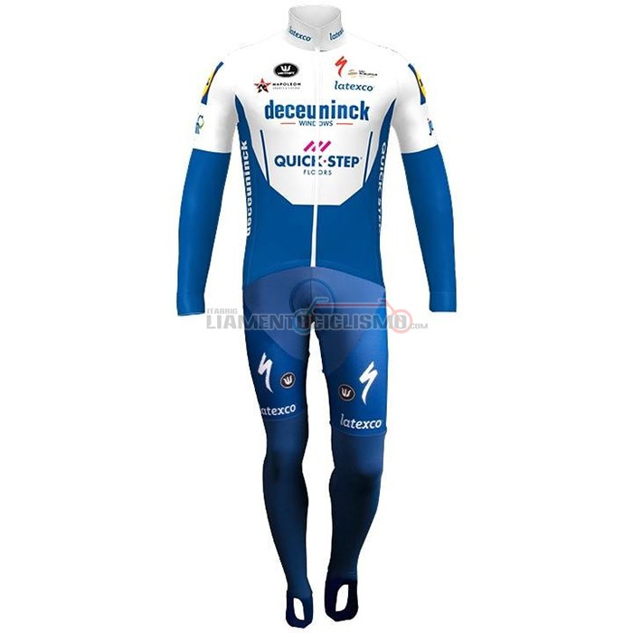 Abbigliamento Ciclismo Deceuninck Quick Step Manica Lunga 2020 Blu Bianco